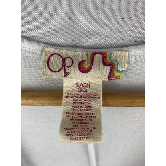 Op Womens S White Tank Top With Floral Abstract Design - Picture 3 of 4